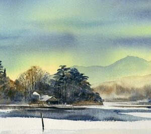 Derwent Island in the snow - Lakeland - Viridian - Diane Gainey