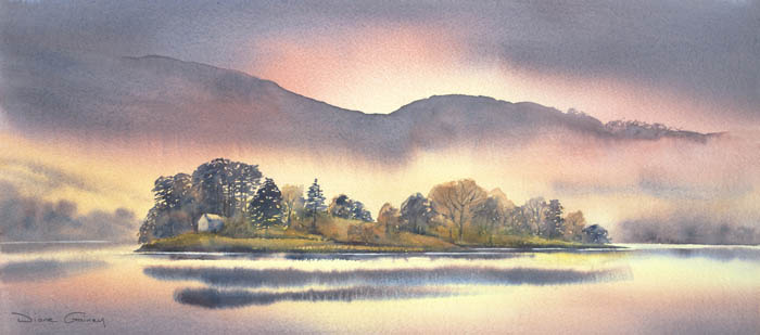 Dusk over Grasmere - Lakeland - Viridian - Diane Gainey