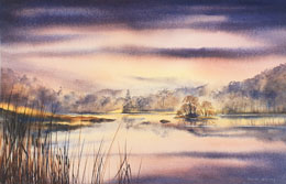 Evening Light, Rydal Water - Lakeland - Viridian - Diane Gainey