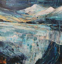 'Melting Ice, Derwentwater' Acrylic and mixed media image size 40cms x 40cms